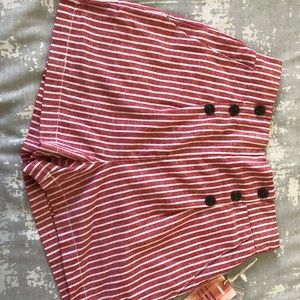 Stripped Elastic Waist Shorts